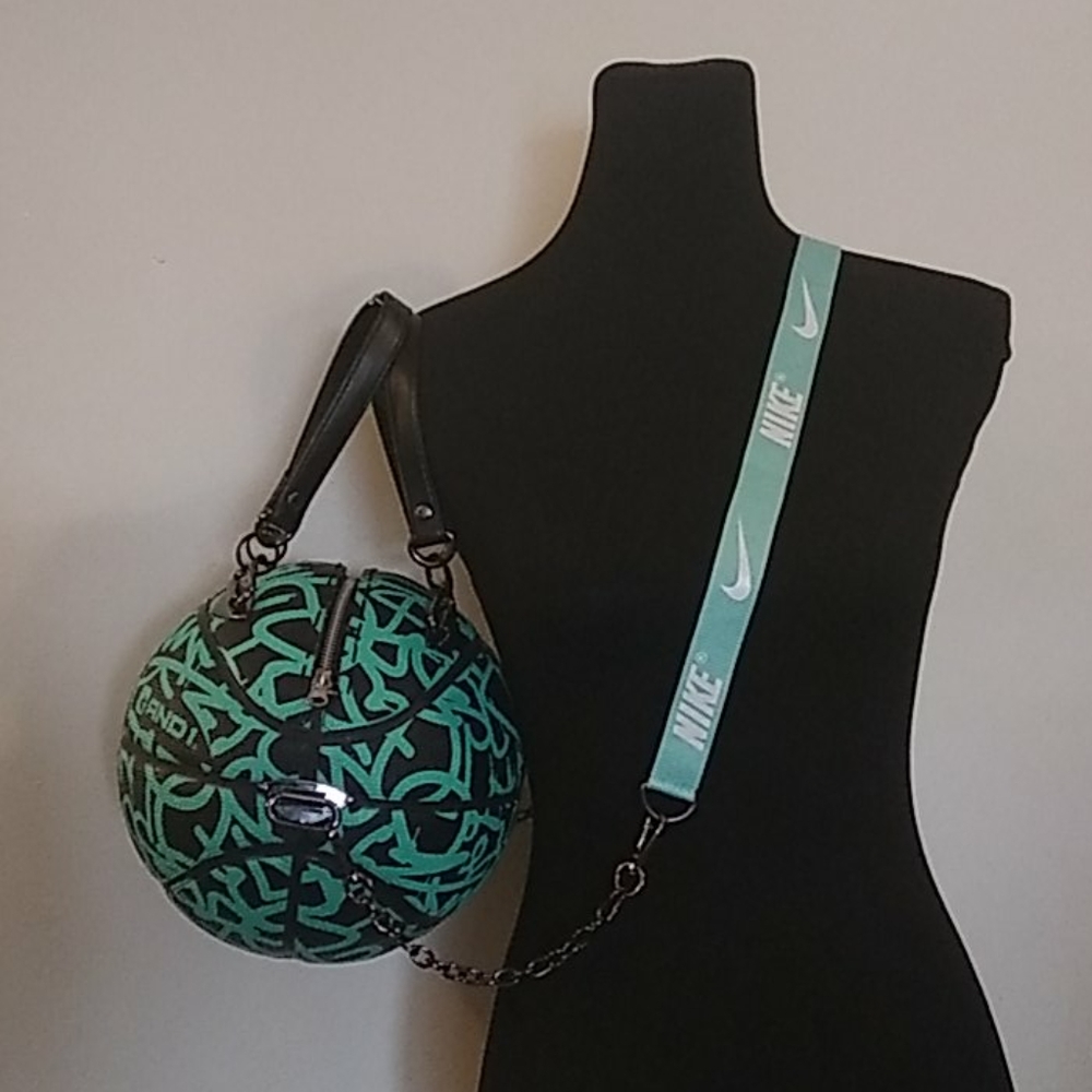 NWT HANDMADE Graffiti And1 Black&Mint Basketball Purse 🏀 - Picture 2 of 16